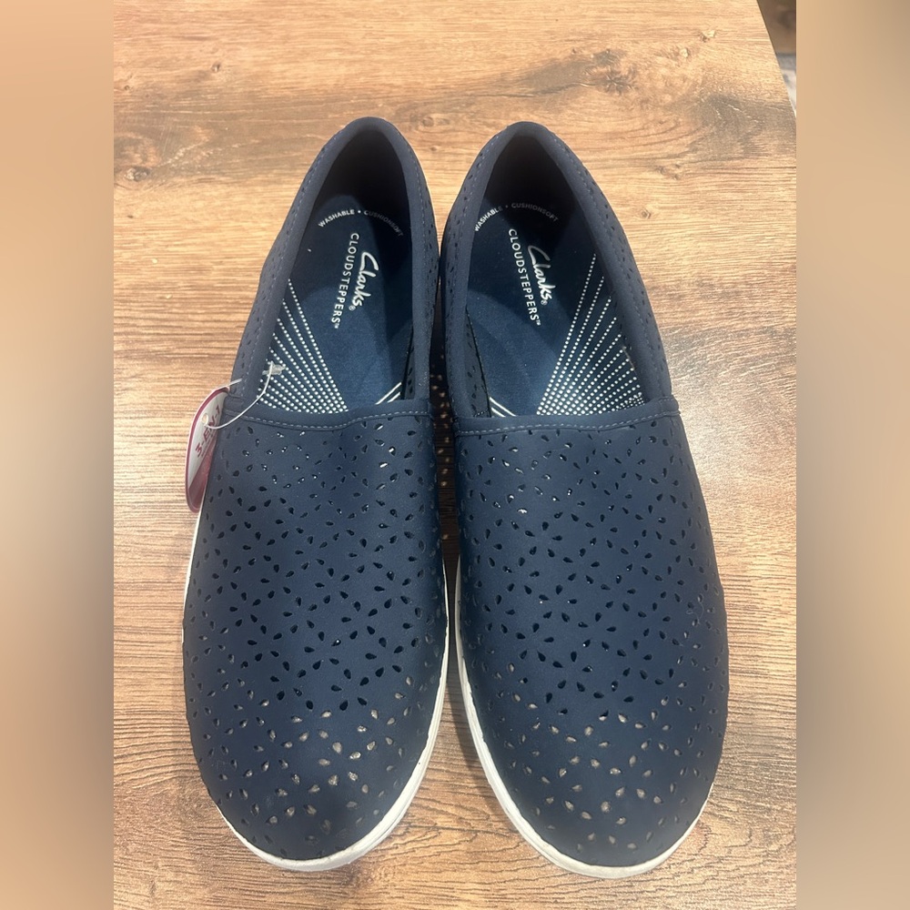 Clarks Cloudsteppers Stretch Slip-Ons Breeze Emily Blue Size 10 - Picture 2 of 4